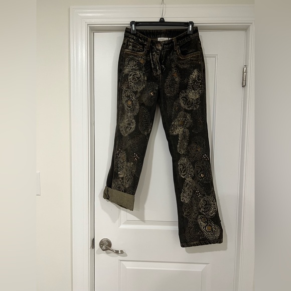 Jeanology Dark Wash Jeans with Front Print Detailing - Picture 1 of 5